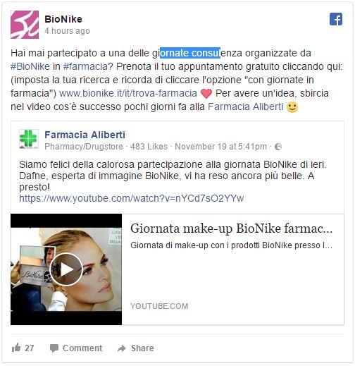 Bionike ha condiviso il video della farmacia Aliberti.